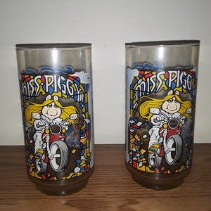 Miss Piggy Sesame Street tumbler collector from McDonalds set of 2